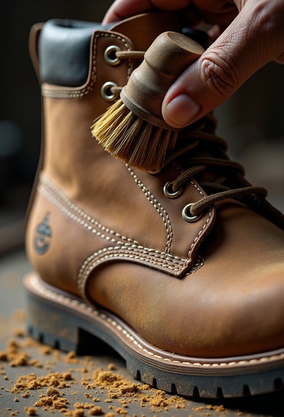 dry brushing work boots